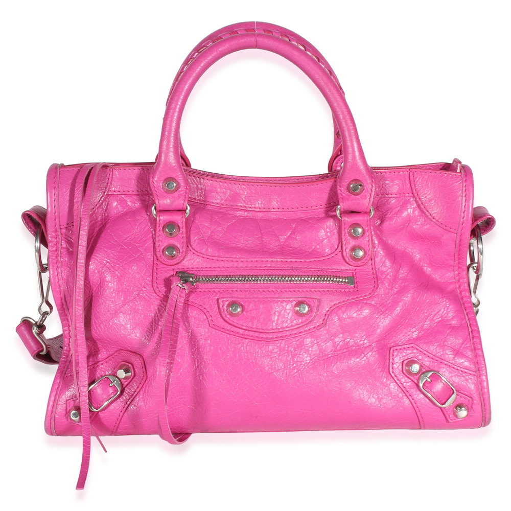 Balenciaga Rose Magenta Agneau Classic Hardware Small Le City Bag